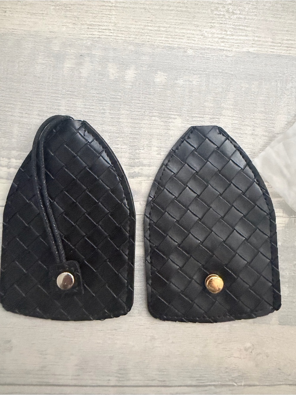 Black Woven Leather Bag Heel Protectors - Unbranded